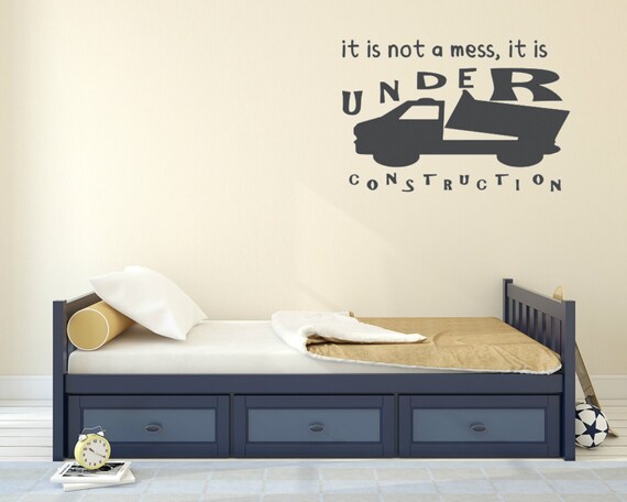 Playroom Humor. It is not a mess; it is under construction. Vinyl decal. Wall Art