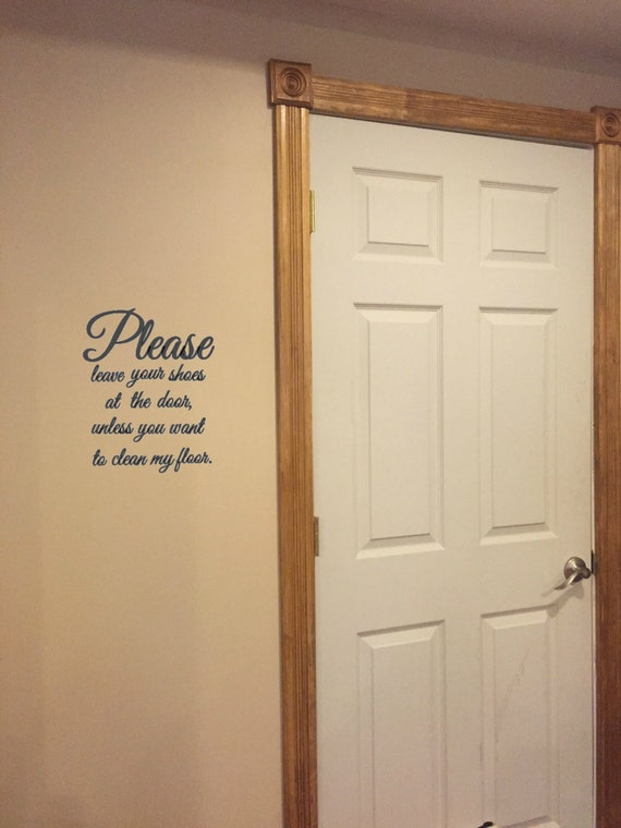 Funny Shoe Removal Vinyl Door Decal, Mud Room Decor