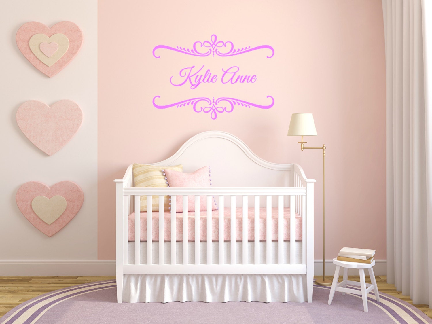 Custom name with decorative frame. Vinyl Wall Decal.