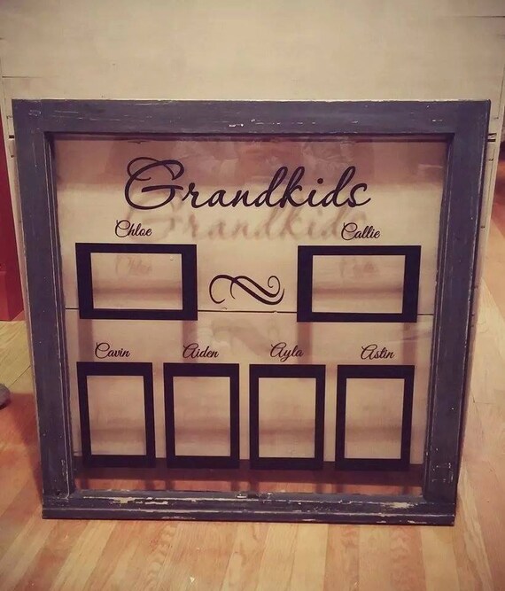 Grandkids vinyl decal for windows and picture frames. Custom names included with request. Decal Only