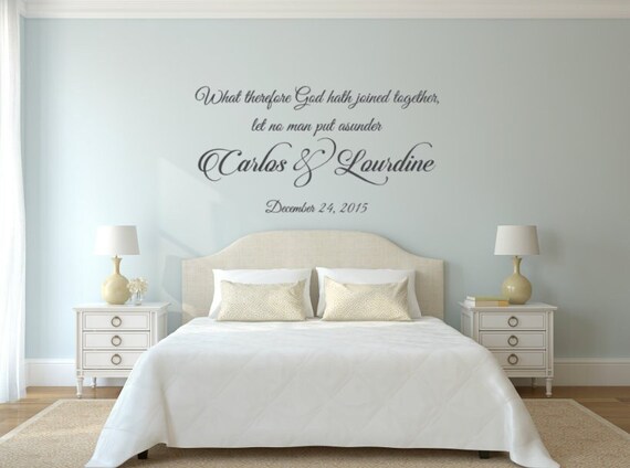 Custom Wedding Decal: Scripture Quote, Names, Date- Wall Art (Matte Vinyl)