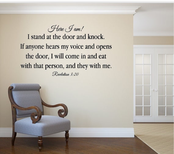 Revelation 3:20 Vinyl Decal, Matte Finish Scripture Wall Art