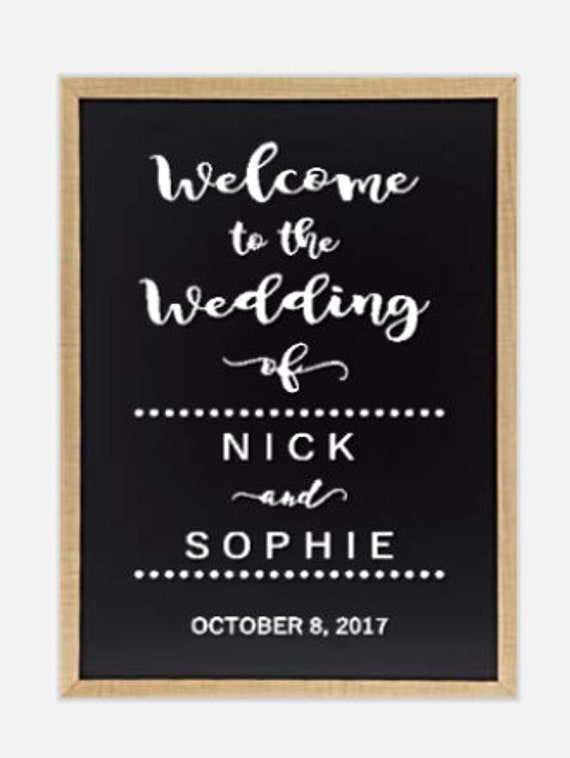 Welcome to the Wedding of. Vinyl Decal for mirrors, chalkboards, or windows.
