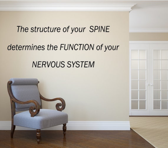 The structure of your Spine determines the Function of your Nervous System- Chiropractor Wall Decal- Health and Wellness- Vinyl Wall Decal