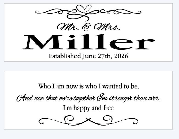 Custom wedding decal for window.