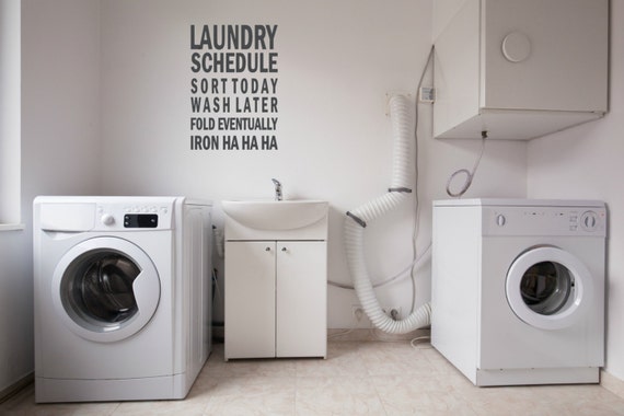 Laundry Schedule vinyl wall decal. A perfect addition to any laundry room.