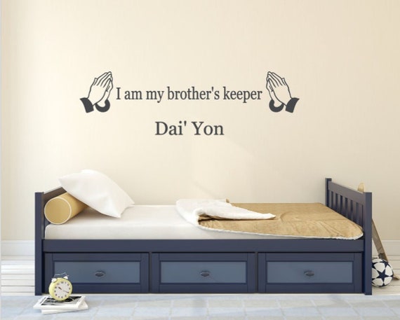 I am my brother's keeper. Vinyl Wall Decal. Name decal. Religious decal. Twin's Decal. Add any name. Genesis 4:9