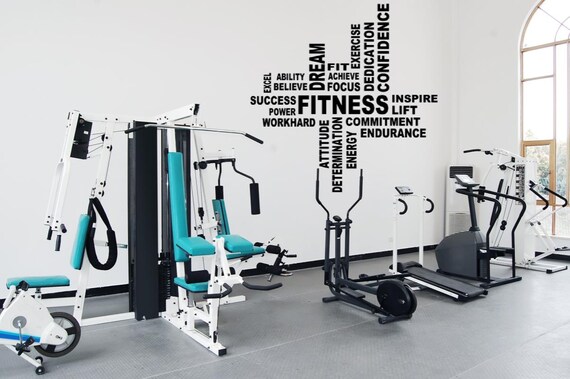Fitness Collage. Inspirational Words. Vinyl Wall Decal. Gym Decal. Fitness Collage.