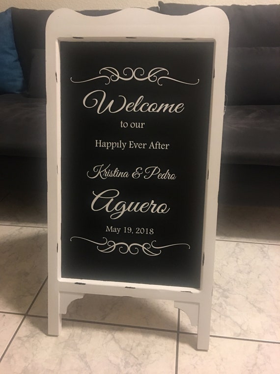 Welcome to our Happily Ever After. Custom Wedding Decal. Vinyl Decal Only. Add to mirrors, windows, or chalkboards.