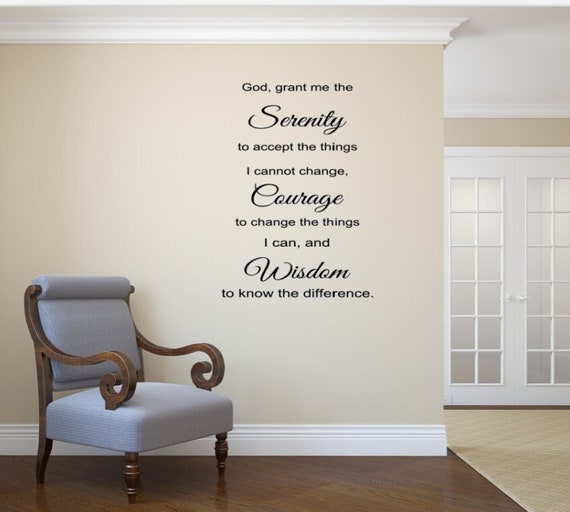 Serenity Prayer vinyl wall decal.