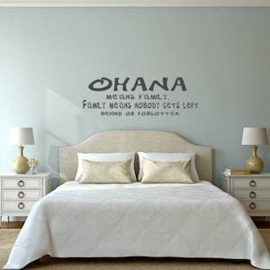 Ohana means family. Family means nobody gets left behind or forgotten. Vinyl Wall Decal. Window Decals. Mirror Decals.