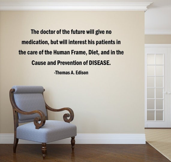 Thomas Edison Quote Wall Decal, Human Frame, Diet, Disease Prevention (Vinyl)