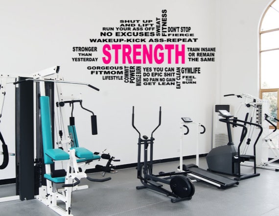 Workout Collage. Inspirational Words. Vinyl Wall Decal