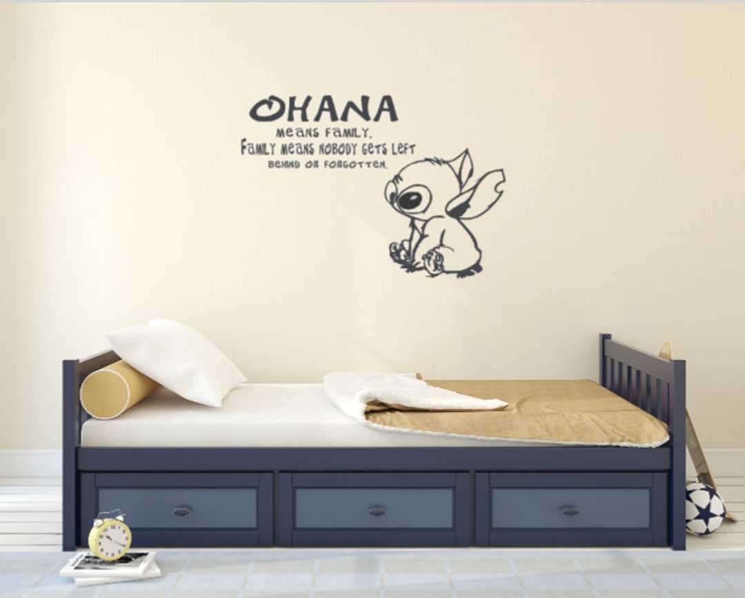 Wall Art OHANA MEANS FAMILY LILO AND STITCH Vinyl Wall Quote Decal Home  Decor Sticker