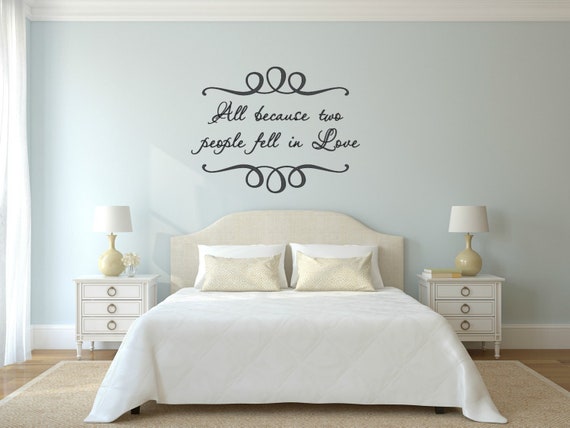 Love Signs. All because two people fell in love. vinyl decal. Wall Art