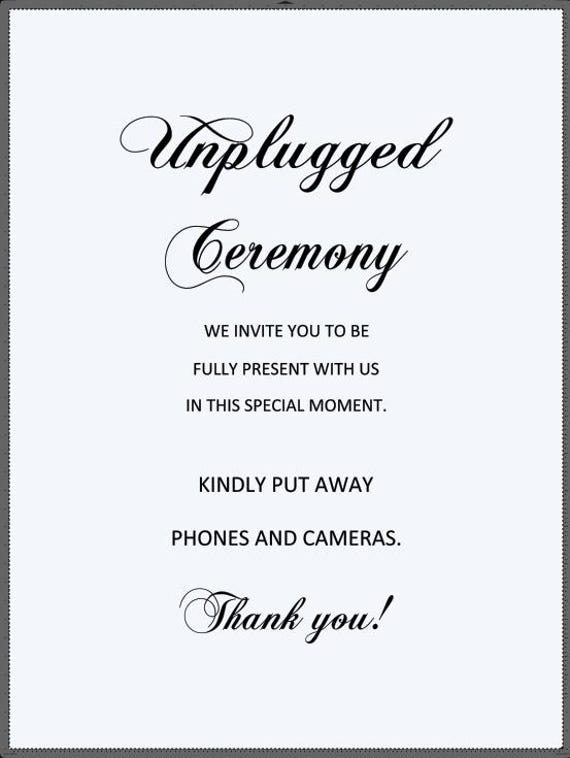 Welcome To Our Unplugged Wedding Ceremony. Vinyl Decals For Mirrors, Walls, Chalkboards. Wedding Decals. Wedding Decorations. Custom Decals.