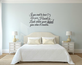 If you want to know where your heart is...Look where your mind goes when it wanders.  Vinyl  Wall decal Only