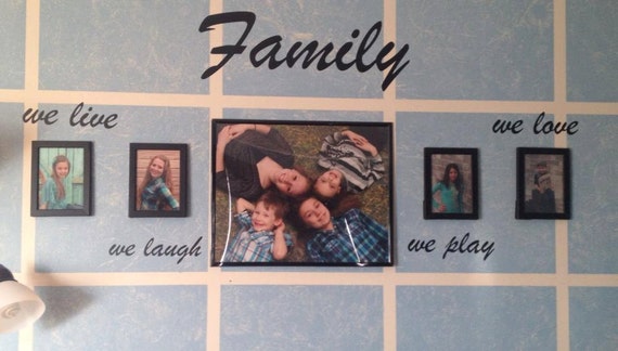 Family description to place around picture frames. You may choose another font. Message me for details. Vinyl Wall Decals