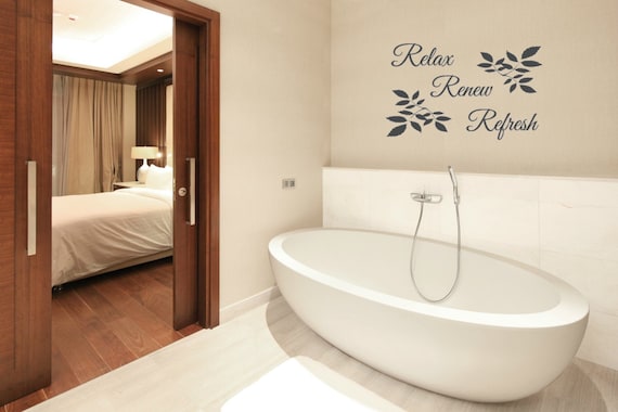 Relax Renew Refresh Vinyl Wall Decal – Spa Bathroom Decor