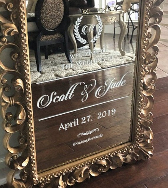 Welcome To The Wedding Of. Vinyl Decals For Mirrors, Walls, Chalkboards. Wedding Decals. Wedding Decorations. Custom Decals.