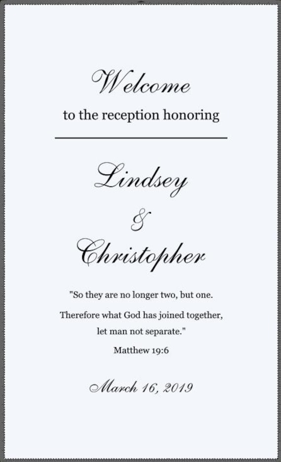 Welcome to the reception honoring. Wedding Decal for Mirrors, Chalkboards, Walls, or any flat smooth surface. Wedding Decals