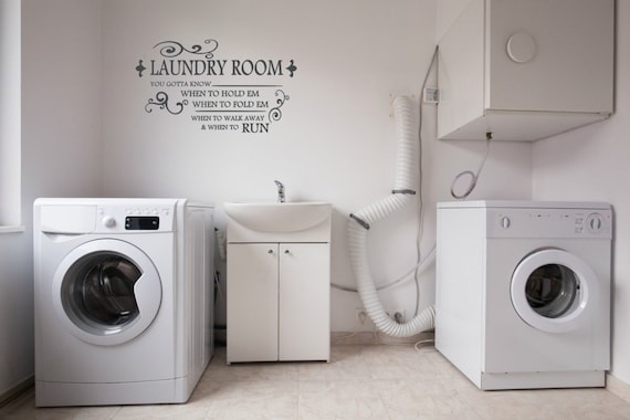 Laundry Room Vinyl Wall Decal, Know When To Fold Em