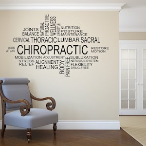 Chiropraktik-Collage. Vinyl-Wandtattoo. Business Aufkleber