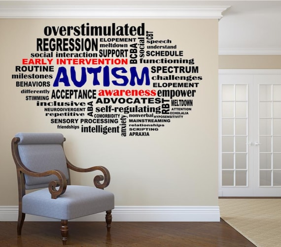 Autism Word Cloud. Autism Acceptance. Vinyl Wall Decal. Business Decals