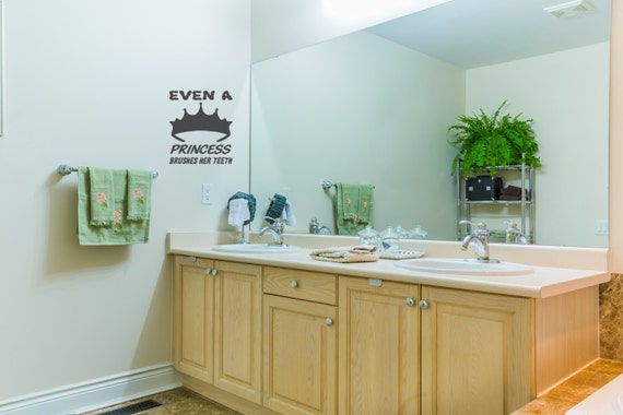 Even a princess brushes her teeth interior wall decal - perfect for wall or mirror