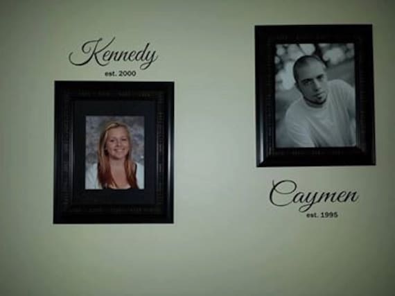 Personalized names Or any Custom Word written in vinyl - perfect for around picture frames or to personalize a room- Decal only.