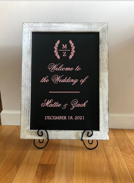 Welcome to the Wedding of. Vinyl Decal for mirrors, chalkboards, or windows.