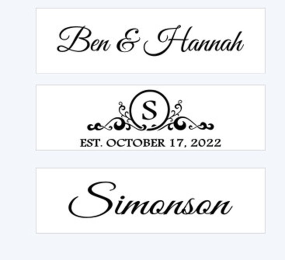 Custom Family Name Monogram with Established date. Decal Only. Window Not Included. Add to walls, windows, mirrors.