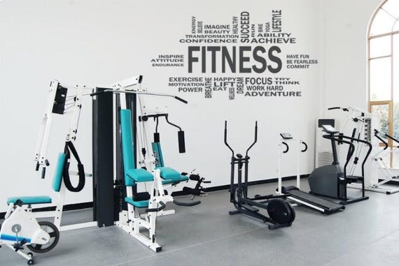 Workout Collage. Inspirational Words. Vinyl Wall Decal. Gym Decal.