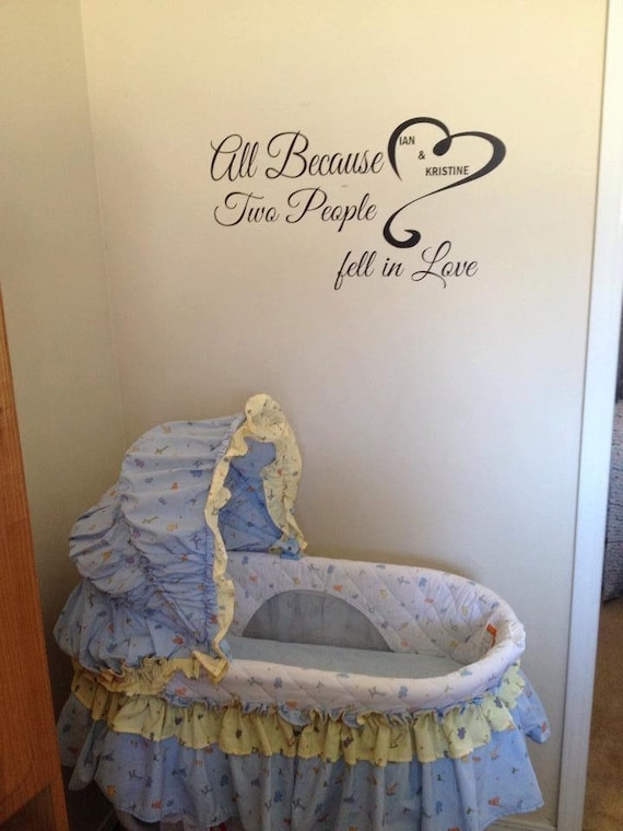 Personalized wall decal stating all because two people fell in love