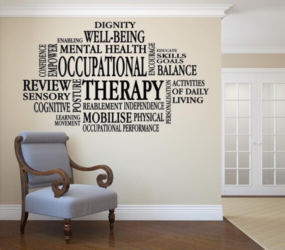Occupational Therapy Collage. British Spelling. Vinyl Wall Decal. Business Decals