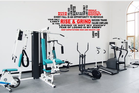Workout Collage. Inspirational Quotes. Vinyl Wall Decal. Gym Decal. Fitness Collage.