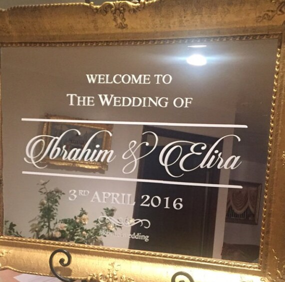 Welcome to the Wedding of. Custom Wedding decal.Engagement decal. Reception Decal. Mirror Decal. Window Decal. Wall Decal. Wedding Decal.