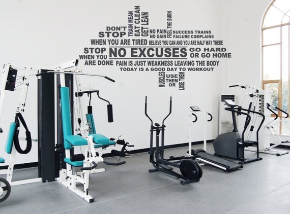 Workout Collage Home Gym Fitness Center Exercise Room Inspirational Quotes Vinyl Wall Decal Gym Decal Fitness Collage Fitness Journey