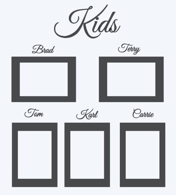Kids vinyl decal for windows and picture frames. Custom names included with request. Decal Only