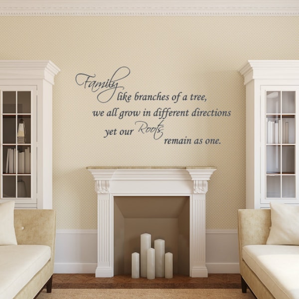 Family like branches of a tree, we all grow in different directions yet out roots remain as one. Vinyl Wall Decal