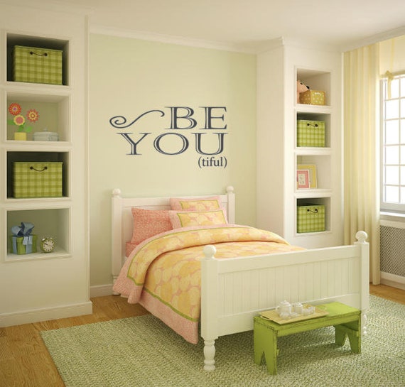 BeYoutiful vinyl wall decal. Decorate a girl's bedroom, or bathroom with this vinyl wall decal- Decal Only-Vinyl Decal
