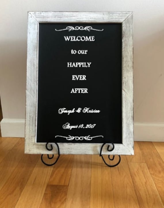 Welcome to our happily ever after. Bride and Groom names and Wedding Date. Mirror Decal, Window Decal, Custom Decal
