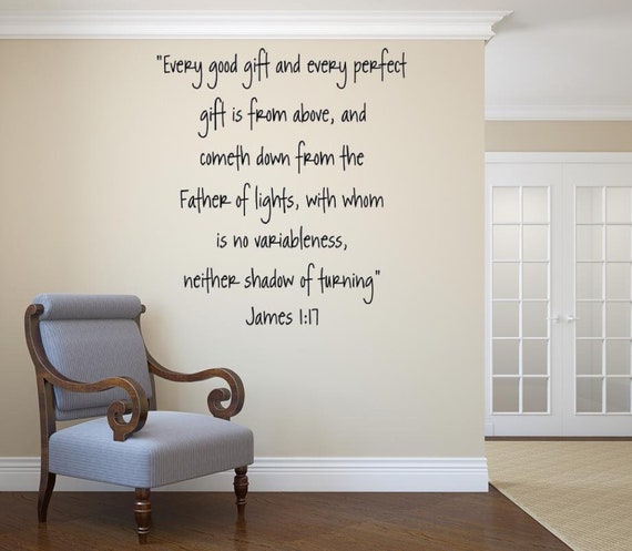 James 1:17 Scripture Vinyl Decal, Matte Finish Wall Art (Custom Sizing)