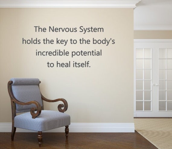 The Nervous System holds the key to the body's incredible potential to heal itself. Chiropractic Vinyl Wall Decal- Health and Wellness-