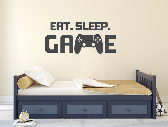 eat. sleep. game vinyl wall decal gaming decals | etsy