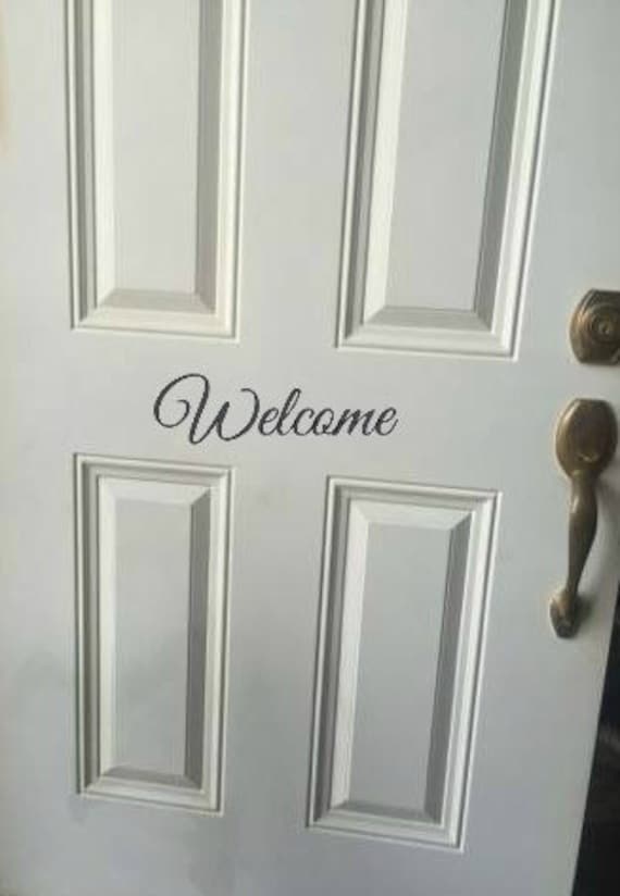 Matte Finish Welcome Door Decal, Elegant Vinyl Wall Art