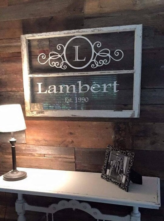 Custom Family Name Monogram with Established date. Decal Only. Window Not Included. Add to walls, windows, mirrors.
