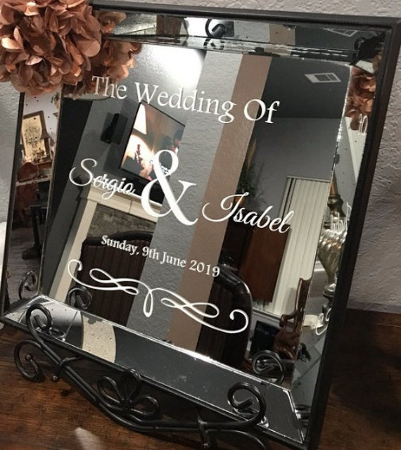 The Wedding Of. Custom names. Wedding date. For windows, mirrors or walls. Decal only window not included.
