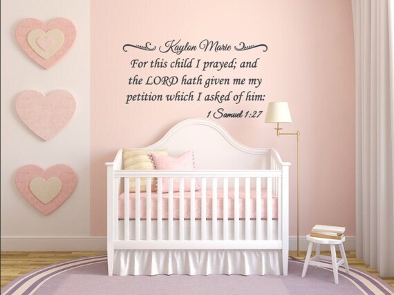 1 Samuel 1:27 Nursery Wall Decal, 'For this child I prayed'