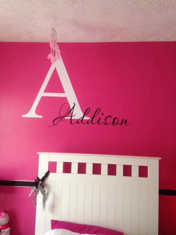 Custom Monogram Name Wall Decal, Matte Vinyl, Easy Apply (Date Included)